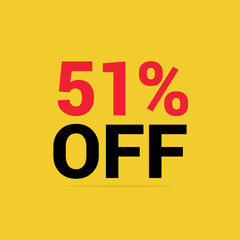 Price discount 51 percent promotion yellow tag