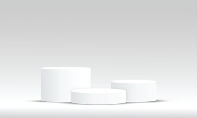 Abstract 3d rendering White podium with empty space or podium display pedestal on white background