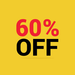 Price discount 60 percent promotion yellow tag