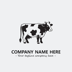 Cow illustration black and white for logo company vector image
