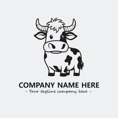 Cow illustration black and white for logo company vector image
