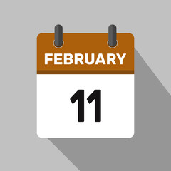 february 11 calendar icon vector month date number illustration design