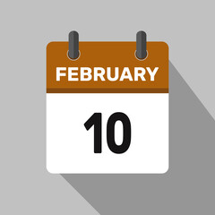 february 10 calendar icon vector month date number illustration design