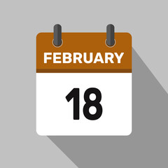 february 18 calendar icon vector month date number illustration design