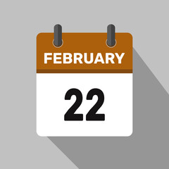 february 22 calendar icon vector month date number illustration design