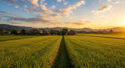 Obraz premium 夕方の田園風景