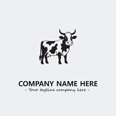 Cow illustration black and white for logo company vector image

