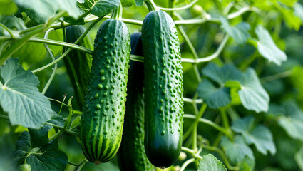 cucumbers in a greenhouse