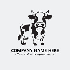 Cow illustration black and white for logo company vector image
