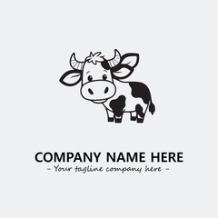 Cow illustration black and white for logo company vector image
