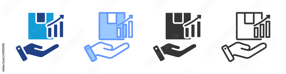 Poster sales growth icon set multiple style collection