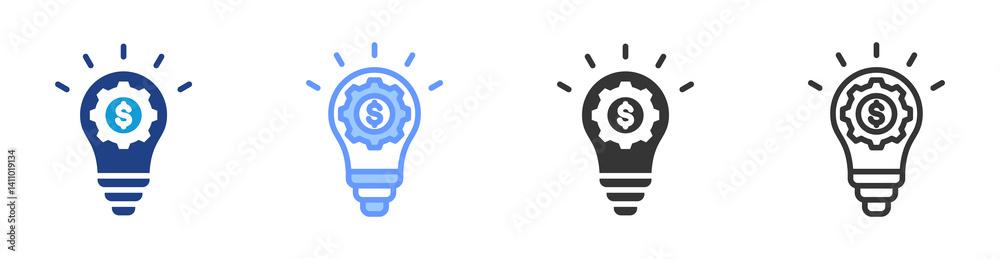 Poster business strategy icon set multiple style collection
