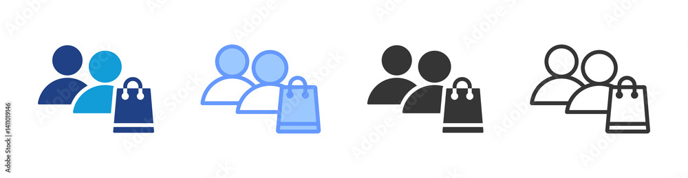 Poster Customer icon set multiple style collection