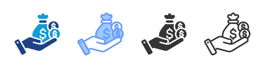 Profit icon set multiple style collection