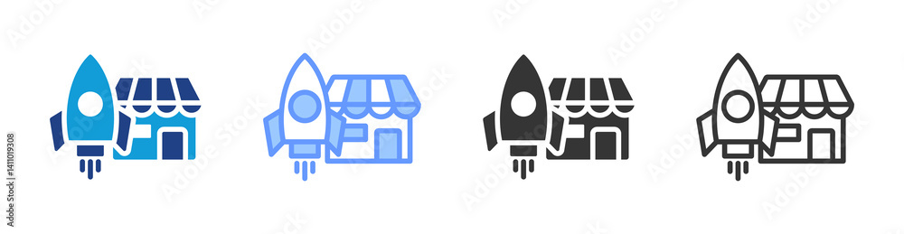 Poster Start Up icon set multiple style collection