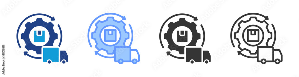 Poster Supply Chain Management icon set multiple style collection