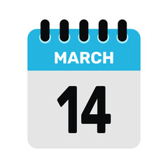 march 14 calendar icon reminder Vector month design Illustration.