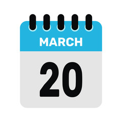 Fototapeta premium march 20 calendar icon reminder Vector month design Illustration.