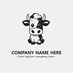 Cow illustration black and white for logo company vector image
