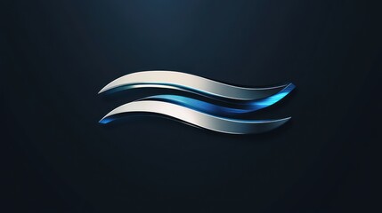 Obraz premium Sleek Metal Waves, Abstract Design with Silver and Blue Tones