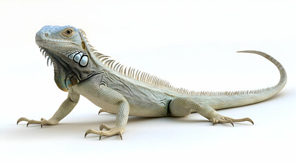 Obraz premium Pale Iguana Profile Against White Background