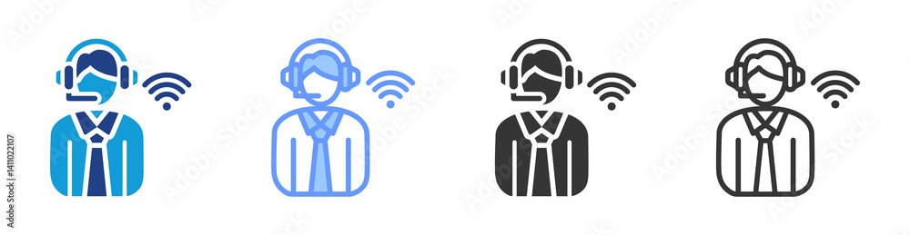 Poster Call Center icon set multiple style collection