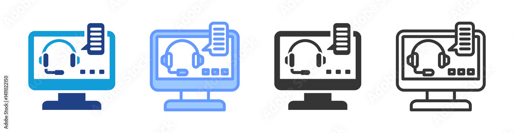 Poster Virtual Assistant icon set multiple style collection