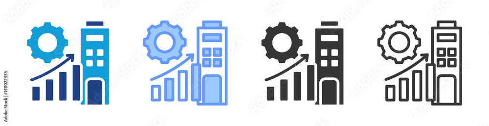 Poster Efficiency icon set multiple style collection