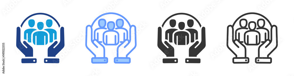 Poster Human Resources icon set multiple style collection