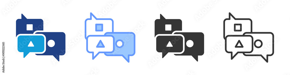 Poster multilingual support icon set multiple style collection