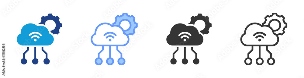 Aufkleber cloud service icon set multiple style collection