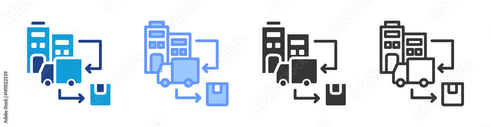 Poster supply chain icon set multiple style collection