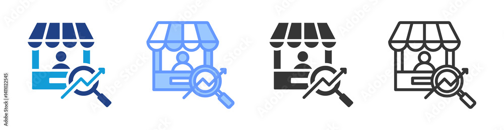 Poster market research icon set multiple style collection