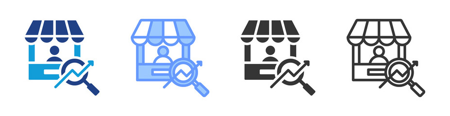 Market Research icon set multiple style collection