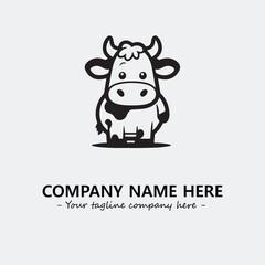 Cow illustration black and white for logo company vector image

