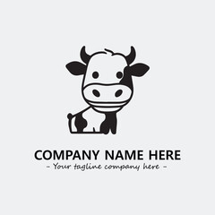 Cow illustration black and white for logo company vector image
