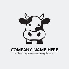 Cow illustration black and white for logo company vector image
