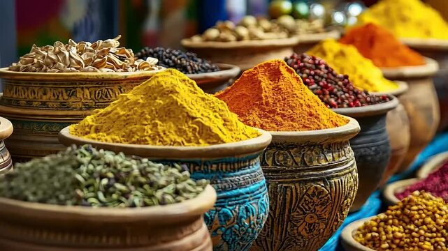 Vibrant Spices at a bustling Market