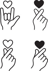 Obraz premium Set of love heart hand fingers expressions