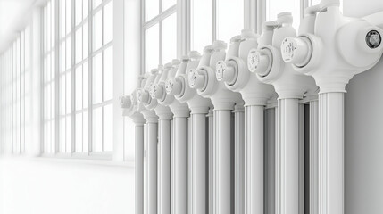Row Of White Columns In Modern Interior