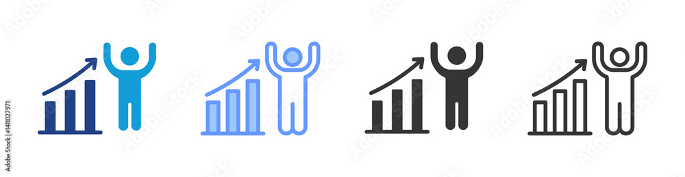 Aufkleber metrics icon set multiple style collection