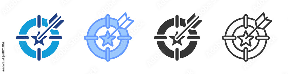 Poster target icon set multiple style collection