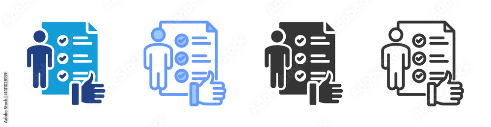 Poster self assessment icon set multiple style collection