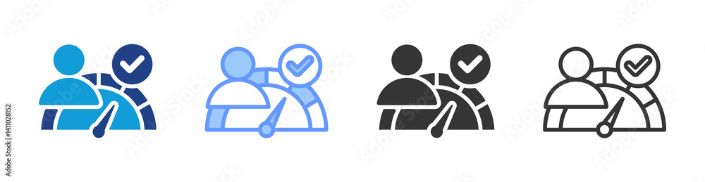 Poster Benchmarking icon set multiple style collection