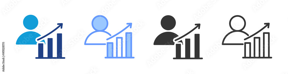 Poster Employee Development icon set multiple style collection