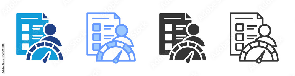Poster Performance Evaluation icon set multiple style collection