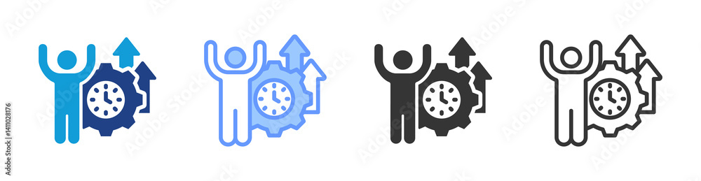 Poster productivity icon set multiple style collection