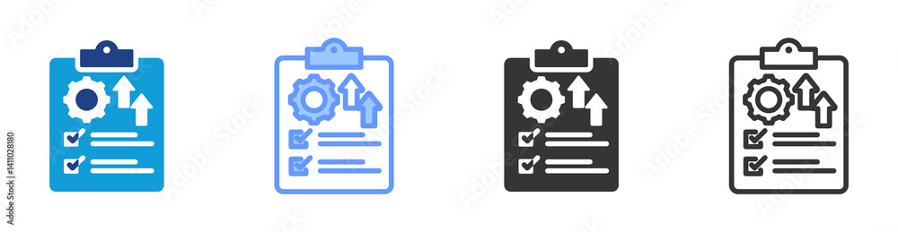 Poster performance improvement plan icon set multiple style collection