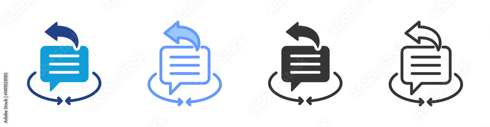 Poster 360 Degree Fedback icon set multiple style collection