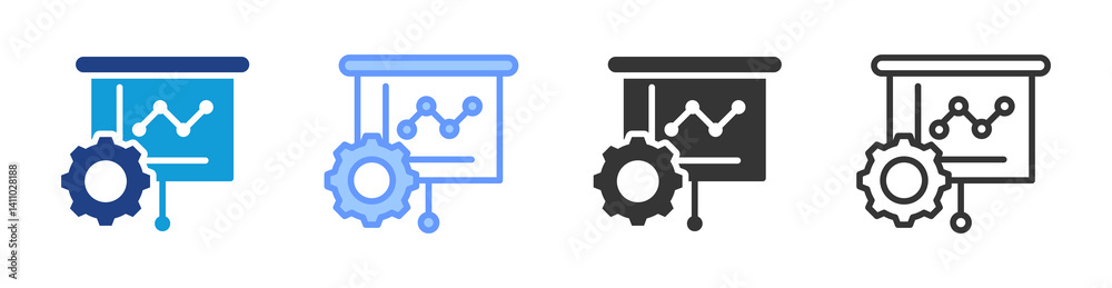 Poster Performance Metrics icon set multiple style collection
